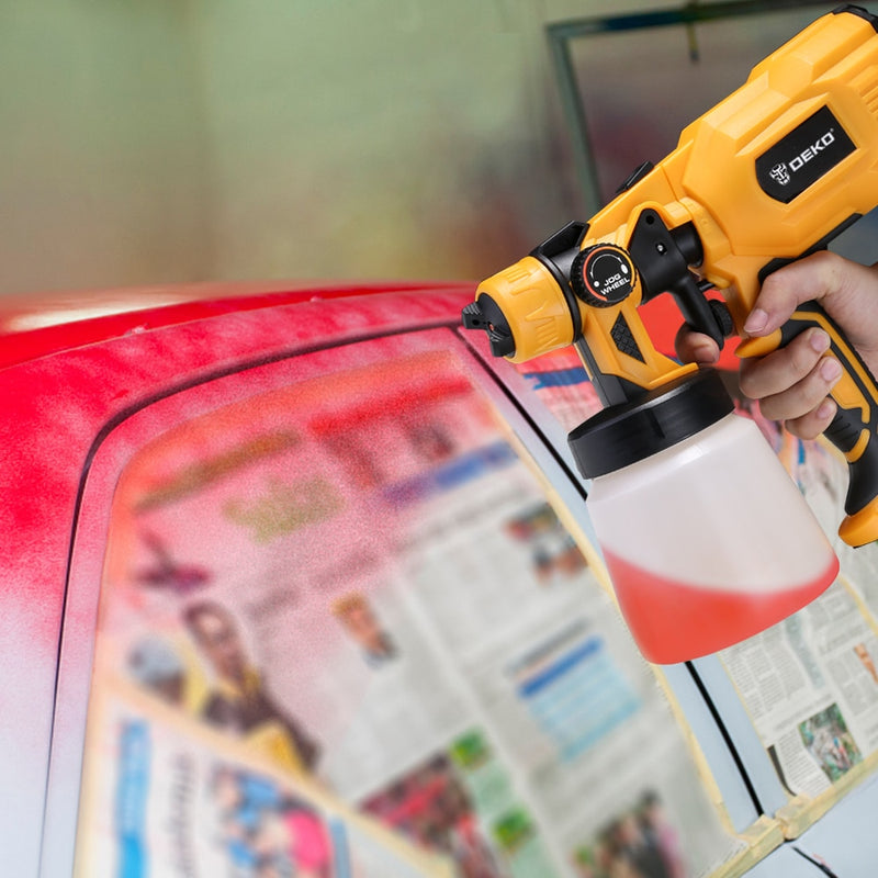 EU/US Plug DEKO DKSG55K1 Spray Gun, 220V/110V 550W High Power Home Electric Paint Sprayer, 3 Nozzle Easy Spraying for Home DIY