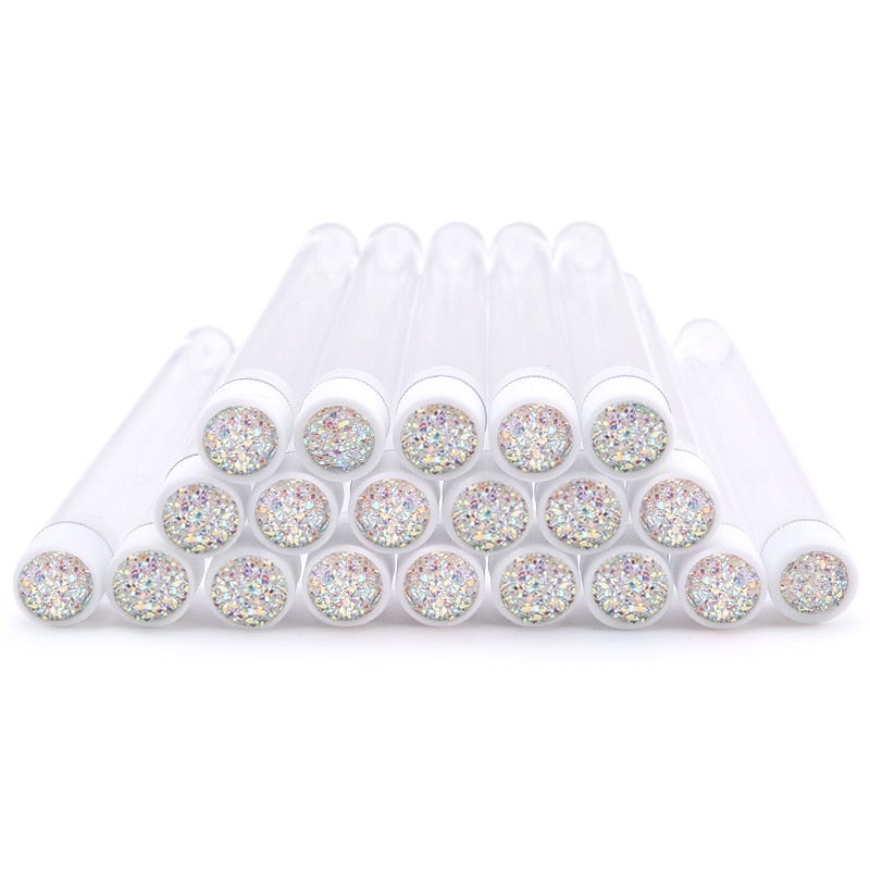 20Pcs Reusable Eyebrow Brush Tube Dust-Proof Eyelash Brush Tube Replaceable Makeup Brushes Mascara with New Eyelash Resin Drill