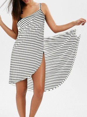YILINHAN New  Fashion Scarf Women Bathing Suit Bikini Swimwear Striped Sling Cover Up Backless Beach Maxi Dress Wrap Pareo