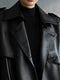 Lautaro Autumn Extra Long Oversized Black Faux Leather Trench Coat for Women Long Sleeve Belt Double Breasted Loose Fashion 2021