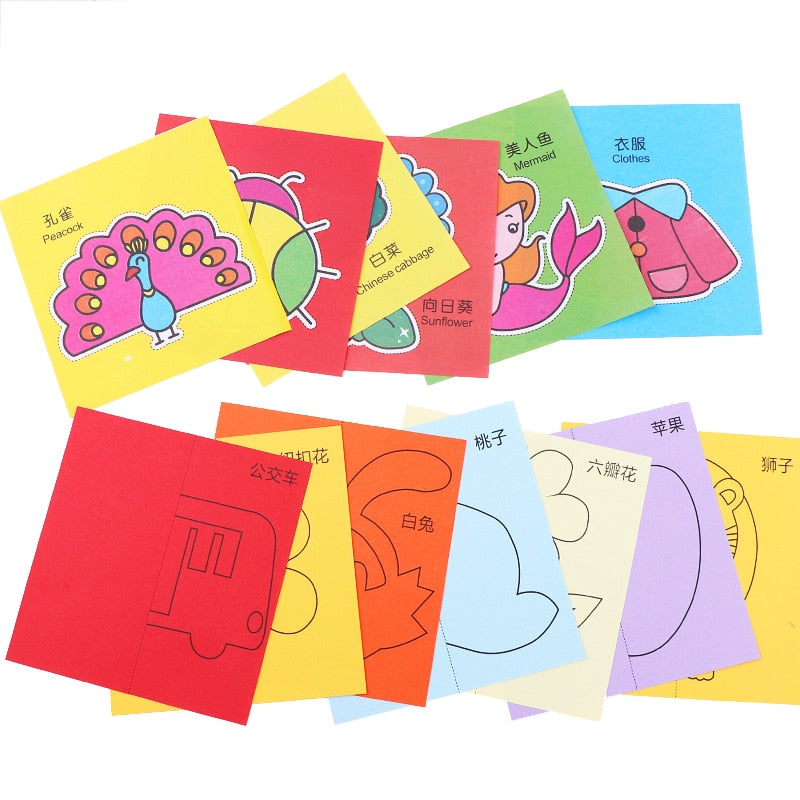 96 Pcs/Set Cartoon Color Paper Cutting Toys DIY Kids Craft Animal Handcraft Paper Art Learning Educational Toy