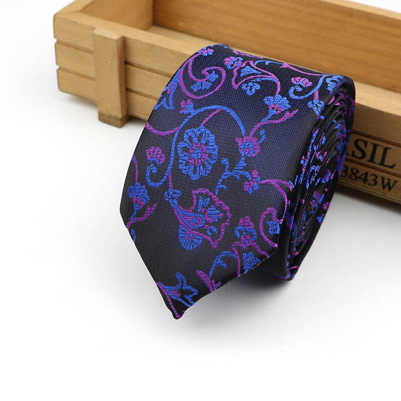 61 Colors Jacquard Striped Plaid Paisley Necktie 6cm Polyester Male Narrow Tie Skinny Tuxedo Suit Shirt Gift For Men Accessory