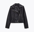 Spring and Autumn 2022 belt detachable epaulet motorcycle jacket leather jacket