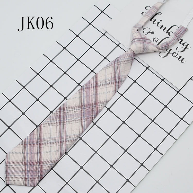 Lazy JK Ties Women Plaid Neck Tie Girls Japanese Style for Jk Uniform Cute Necktie Plaid Uniform School Accessories