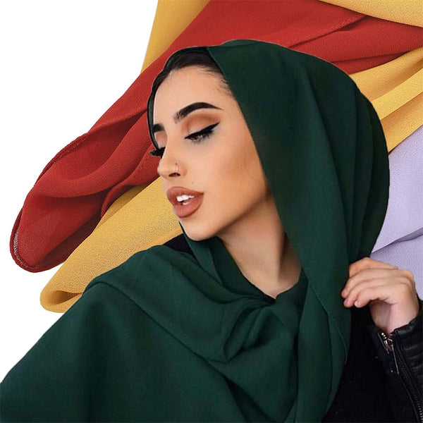 Muslim 2021 New Chiffon Hijab Scarf Women Solid Color Soft Long Shawls and Wraps Islamic Head Scarves Fashion turbante mujer