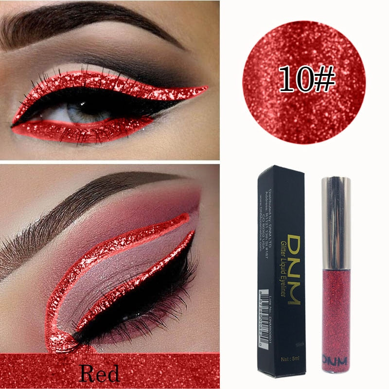 DNM 16 Color Glitter Liquid Eyeliner Pearlescent Sequins Bright Eye Shadow Shiny Long Lasting Waterproof Eyeshadow Makeup TSLM1