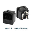 IEC320 C14 Electrical AC Socket 3 pin red LED 250V Rocker Switch 10A fuse female male inlet plug connector 2 pin socket mount