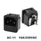 IEC320 C14 Electrical AC Socket 3 pin red LED 250V Rocker Switch 10A fuse female male inlet plug connector 2 pin socket mount