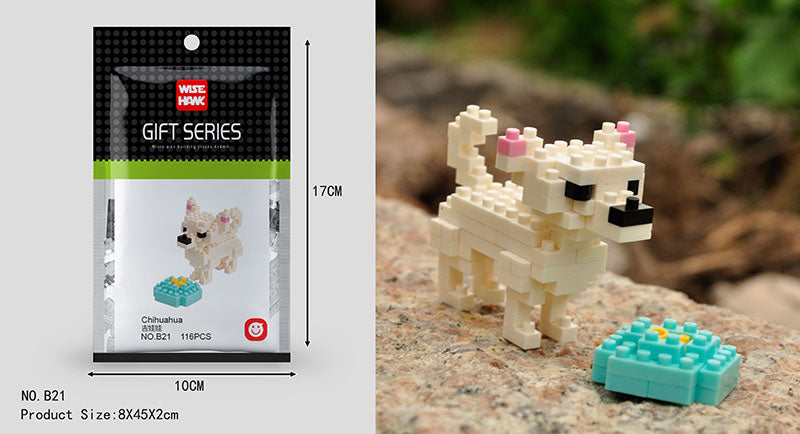 Mini Building Blocks 3D Animal  Diamond Model Micro Bricks Dog Cat Bird Moose Wolf Panda Macaw Toys For Children Birthday Gifts