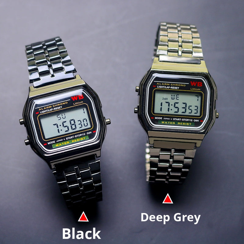 Rose Gold Silver Watches Men Women Electronic Digital Display Retro Style Clock Men&