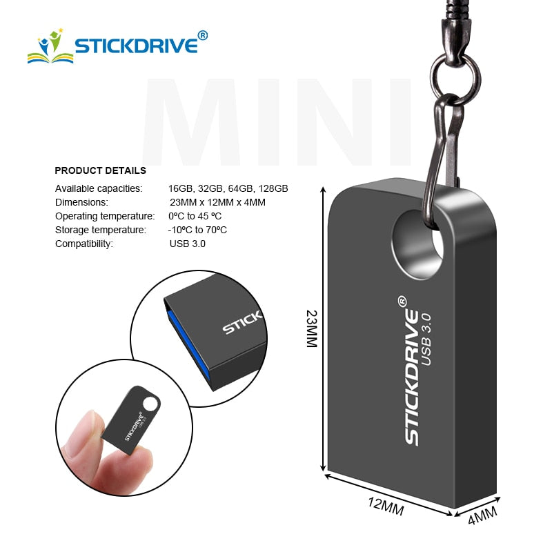 Top quality 3.0 usb flash drive pen drive 16GB 32GB 64GB waterproof Metal Key pendrive Card Memory Stick Drives u disk with gift
