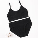 Seamless Women Bra Briefs Set Push Up Bra Crop Top High Waist Panties Sexy Lingerie Set Low Back Bralette Fitness Underwear Set