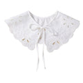 Royal Style Cotton Fake Collar Shawl Wrap Hollow Out Floral Lace Ruffled Trim Necklace Pointed Triangle Lapel Blouse