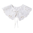 Royal Style Cotton Fake Collar Shawl Wrap Hollow Out Floral Lace Ruffled Trim Necklace Pointed Triangle Lapel Blouse