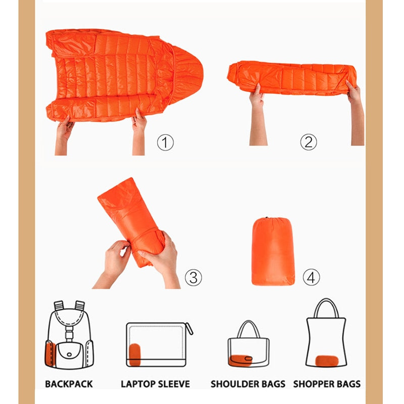 2021 New Women Thin Down Jacket White Duck Down Ultralight Jackets Autumn And Winter Warm Coats Portable Outwear