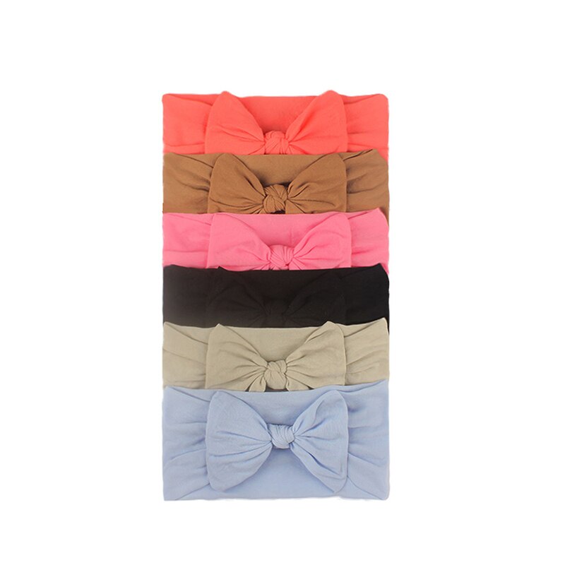 3/4/5/6Pcs/set Cute Bowknot Baby Headband Turban Solid Color Newborn Baby Girls Elastic Hair Bands Soft Nylon Hair Accessories