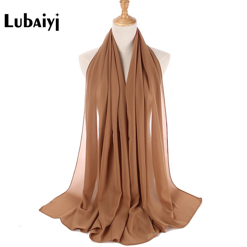 Muslim 2021 New Chiffon Hijab Scarf Women Solid Color Soft Long Shawls and Wraps Islamic Head Scarves Fashion turbante mujer
