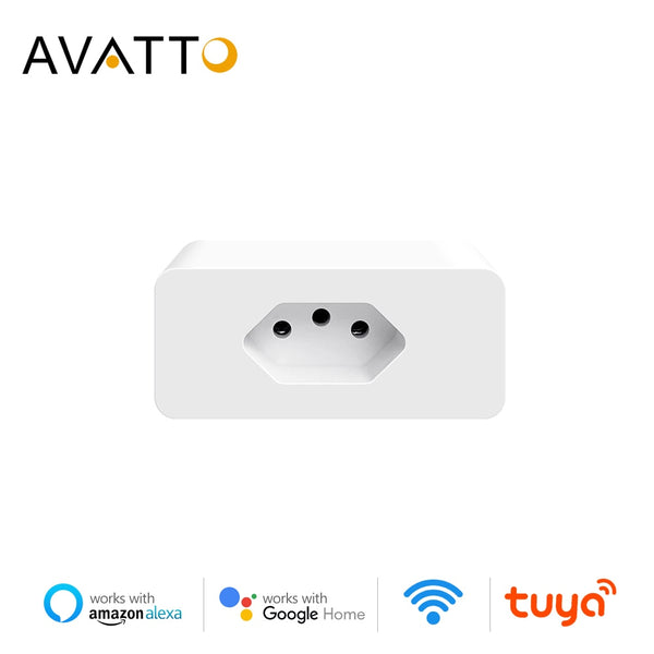 AVATTO  Tuya WiFi Smart Plug , 16A Brazil Standard Smart Life APP Remote Smart Socket Voice Works for Google Home, Alexa Echo