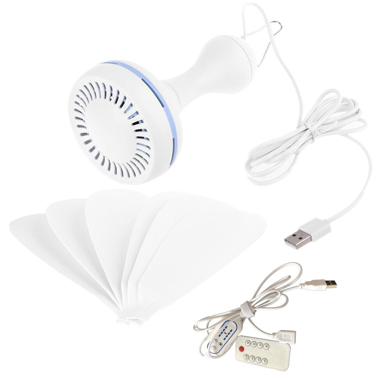 Hanging Fan 4 Speed Adjustable 6 Leaves Ceiling Fan for Outdoor Activities USB Powered Fan Picnic Camping Bbq Supplies