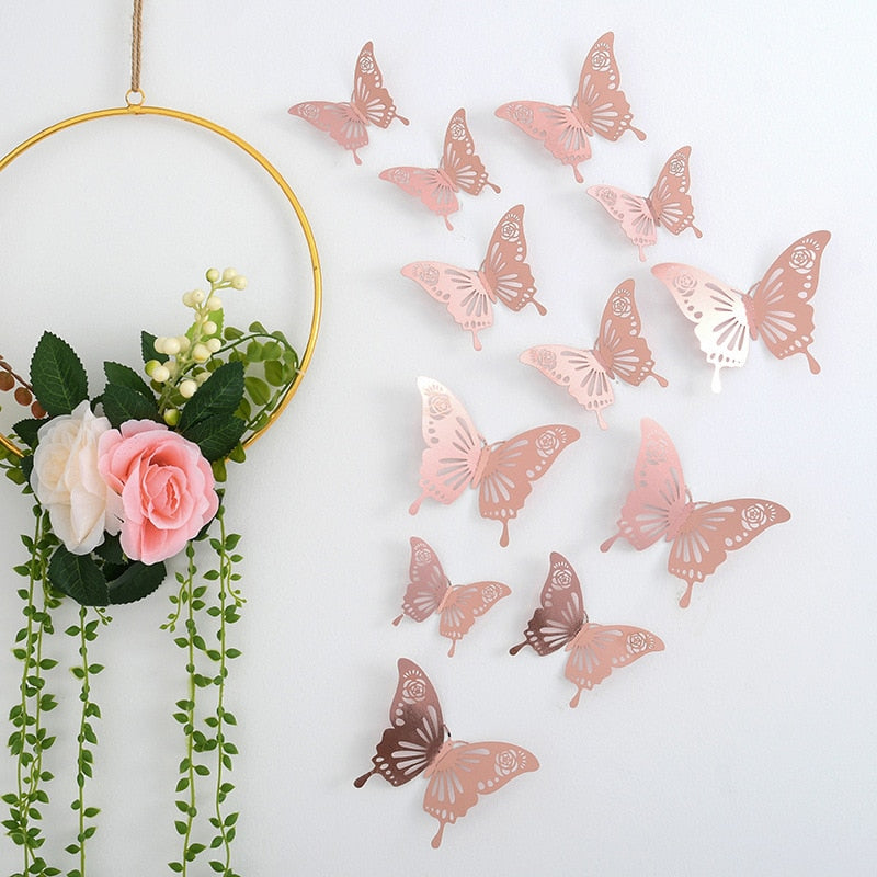 12pcs Suncatcher Sticker 3D Effect Crystal Butterflies Wall Sticker Beautiful Butterfly for Kids Room Wall Decal Home Decoration