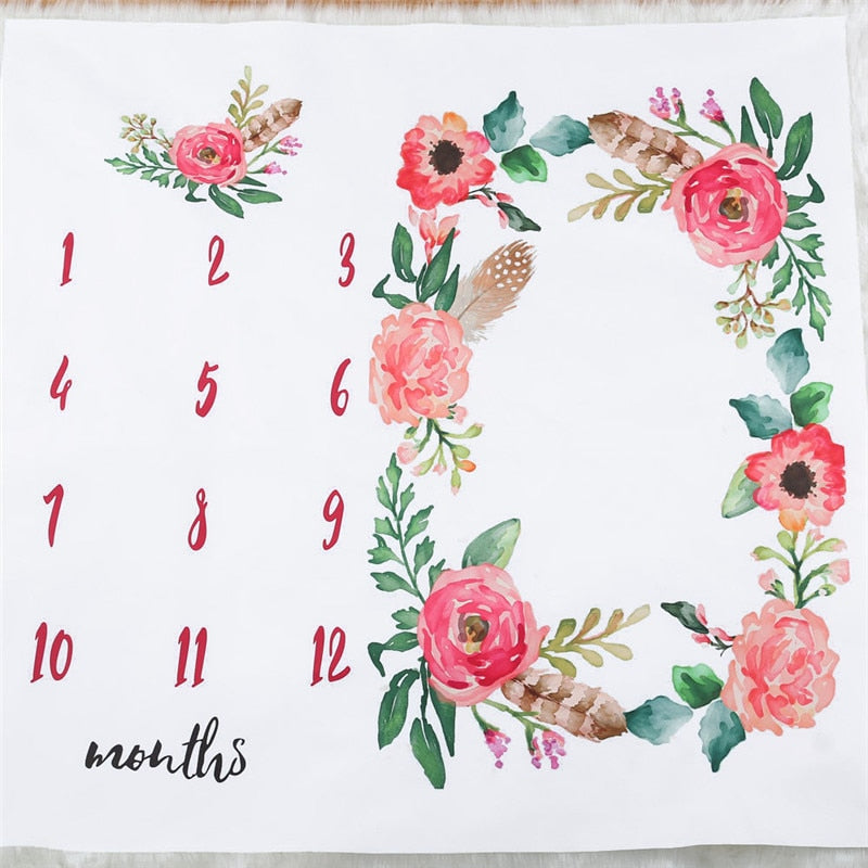 Baby Milestone Background Photo Blanket Infant Photography Backdrop Cloth Kids Photographic Calendar Photo Props Accessories