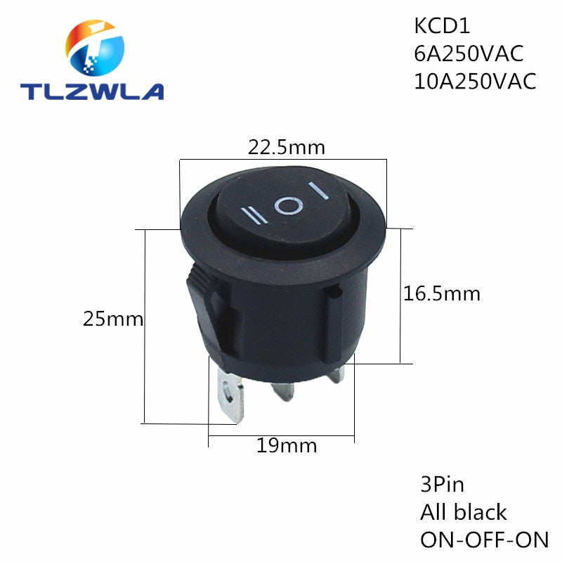 1PCS ON/OFF Round Rocker Switch LED illuminated Car Dashboard Dash Boat Van 12V 24V / 6A 250V / 10A 125V 2/3/4PIN Switch 20MM