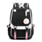 Fengdong large school bags for teenage girls USB port canvas schoolbag student book bag fashion black pink teen school backpack