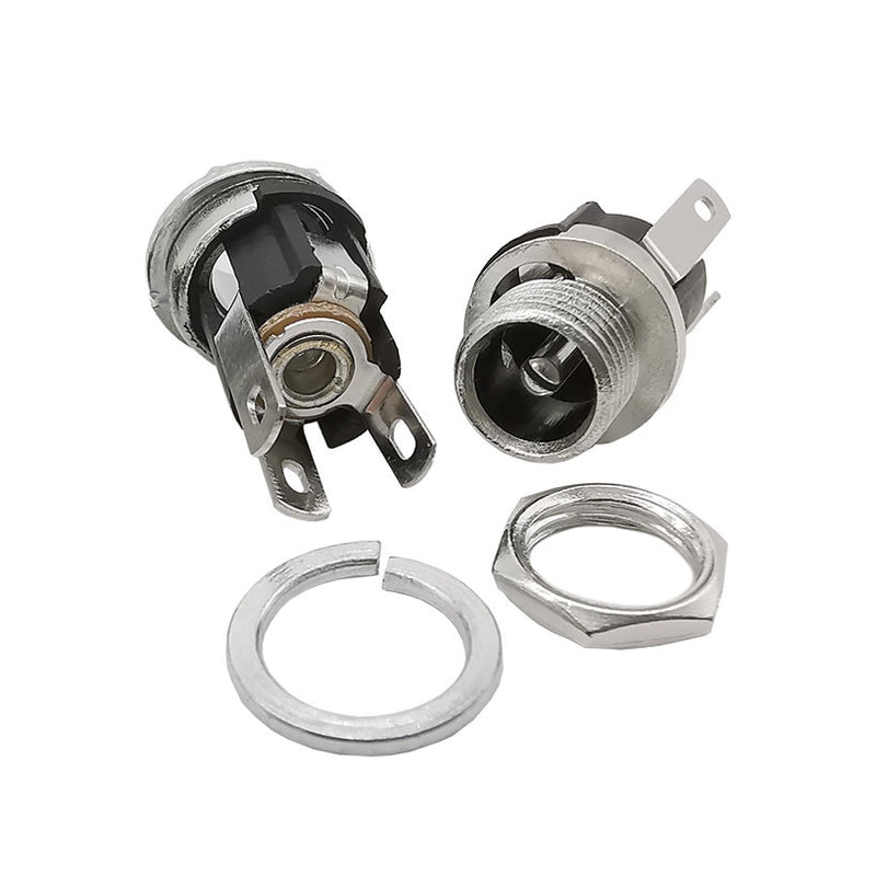 5.5mm x 2.1mm 5.5x2.1 DC Power Supply Plug Connector + Female Metal Panel Mount Socket Jack Plug DC Connectors Terminal Adapter