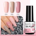 LILYCUTE 3 PCS Gel Nail Polish Set Nude Pink Glitter Sequins Matte Effect Gel Long Lasting Base Top Coat Nail Art Design Hybrid