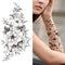 Death Skull Flower Temporary Tattoo For Women Girls Snake Bird Peony Tattoo Sticker Black Fake Blossom Sexy Tatoo Transfer Adult