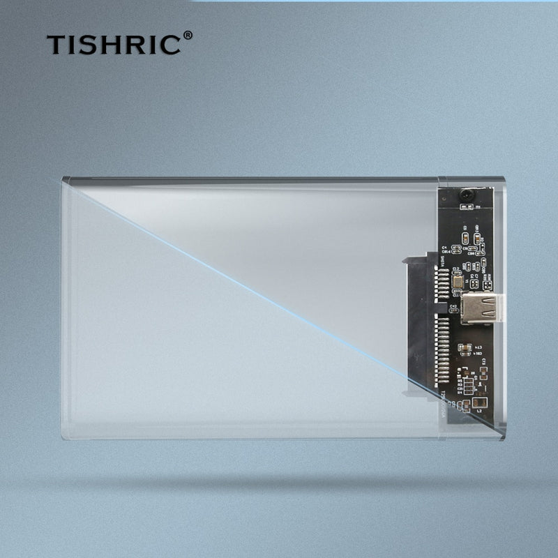 TISHRIC Transparent HDD Case USB 3.0 Type C For SSD External Hard Disk Drive HDD Box/Enclosure  2.5 HD Optibay SATA to USB 6Gbps