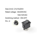 5 PCS/LOT KCD1 4 Pin 21*15mm ON-OFF Boat Car Rocker Switch 6A/250V AC 10A/125V AC With Red Blue Green Yellow Light Switch