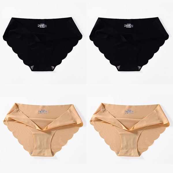 4 PCS/Lot Seamless Panties For Women Plain Panties Slip Silk Female Underwear Soft Thin Light Panti Culotte Femme Underpants