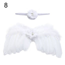 2pcs/set Cute Newborn Angel Feather Wings with Baby Girl Rose Flower Headband Hair Accessories for Infant Photography Props