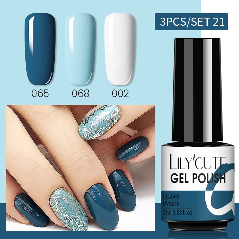 LILYCUTE 3 PCS Gel Nail Polish Set Nude Pink Glitter Sequins Matte Effect Gel Long Lasting Base Top Coat Nail Art Design Hybrid