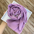Wome&#39;s Scarves Malaysian Muslim Hijabs Wraps Pearl Chiffon Plain Solid Color Arab Modest Headscarf Rectangle Long Shawl 175x70cm