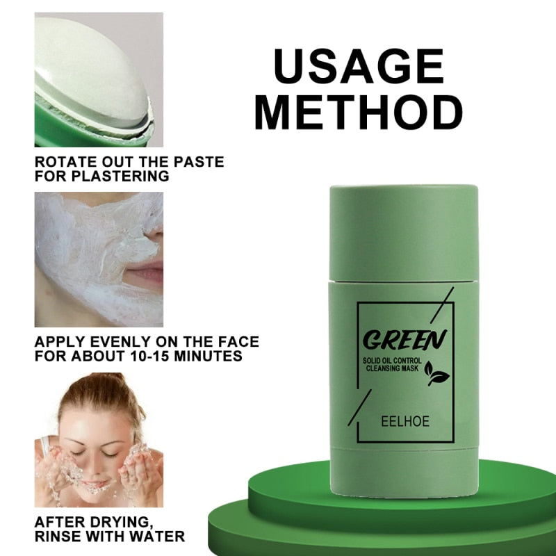 Green Tea Mask Blackhead Acne Clearing Moisturizing Hydrating Whitening Mud Mask Stick Beauty Face Skin Care Korean Cosmetics