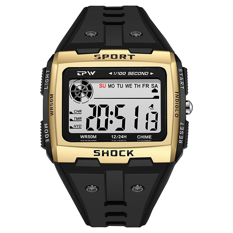 Big Numbers Easy to Read 5ATM Water Resistant Men Digital Watch Outdoor Sport