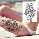 Sexy Flower Temporary Tattoos For Women Body Art Painting Arm Legs Tattoos Sticker Realistic Fake Black Rose Waterproof Tattoos