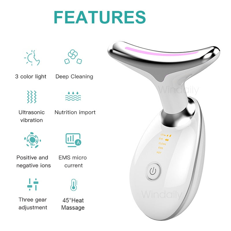 Neck Face Beauty Device LED Photon Therapy Skin Tighten Reduce Double Chin Anti Wrinkle Remove  Lifting Massager Skin Care Tools