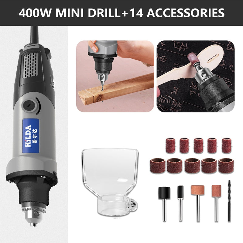 HILDA Electric Drill Grinder Engraver Pen Grinder Mini Drill Electric Rotary Tool Grinding Machine Accessories
