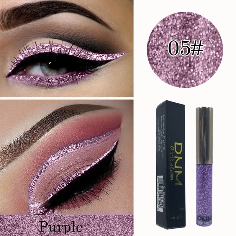 DNM 16 Color Glitter Liquid Eyeliner Pearlescent Sequins Bright Eye Shadow Shiny Long Lasting Waterproof Eyeshadow Makeup TSLM1