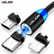 USLION Magnetic USB Cable For iPhone 12 11 Xiaomi Samsung Type C Cable LED Fast Charging Data Charge Micro USB Cable Cord Wire
