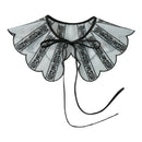 Royal Style Cotton Fake Collar Shawl Wrap Hollow Out Floral Lace Ruffled Trim Necklace Pointed Triangle Lapel Blouse