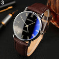 Men Watch Roman Numerals Blu-Ray Faux Leather Band Quartz Analog Business WristWatch