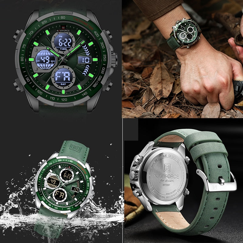 New NAVIFORCE Military Watches for Men Luxury Sport Chronograph Alarm WristWatch Waterproof Quartz Big Clock Digital Male Watch