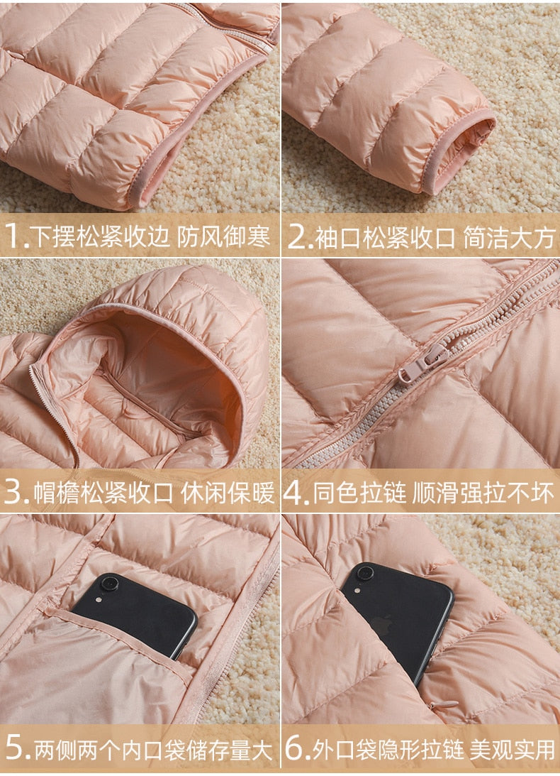 2021 New Women Thin Down Jacket White Duck Down Ultralight Jackets Autumn And Winter Warm Coats Portable Outwear