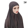 Muslim Chiffon Scarf For Women Fashion Veil Instant Hijab Wrap Headscarf Islam Solid Color Cap Musulman Wrap Scarves 25 Colors