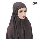 Muslim Chiffon Scarf For Women Fashion Veil Instant Hijab Wrap Headscarf Islam Solid Color Cap Musulman Wrap Scarves 25 Colors