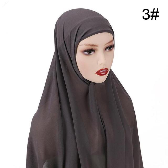 Muslim Chiffon Scarf For Women Fashion Veil Instant Hijab Wrap Headscarf Islam Solid Color Cap Musulman Wrap Scarves 25 Colors